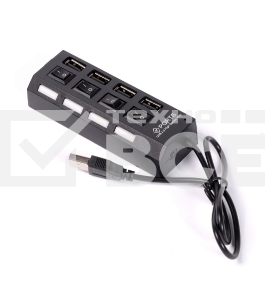 USB-хаб Smartbuy (SBHA-7204-B) USB 2.0 хаб 4 порта, черный