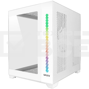 Компьютерный корпус Ginzzu V420 RGb подсветка, закаленное стекло 1*USB 3.0,1*USB 2.0, AU белый mATX