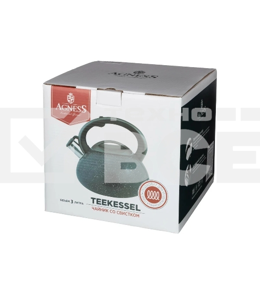Чайник для плиты AGNESS 907-080 Black Marble нерж. 3 л