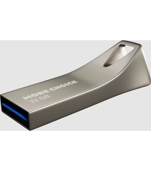 Флешка USB More Choice MF32 Metal (4610196401145), 32Gb, USB 2.0, R/W 15/8, серебристый