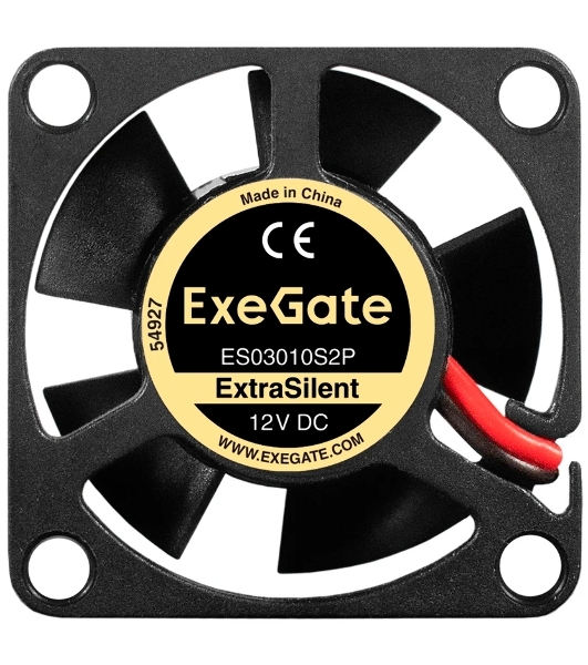 Вентилятор корпусной ExeGate ExtraSilent ES03010S2P, 30x30 мм, 8000 об/мин, 18 дБ, 2-pin, без подсветки