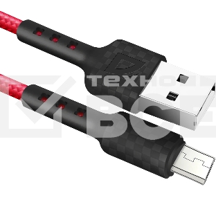 Кабель Defender F181, USB 2.0 (AM) - microUSB 2.0 (BM), 1метр, 2.4А, нейлоновая оплетка, красный.