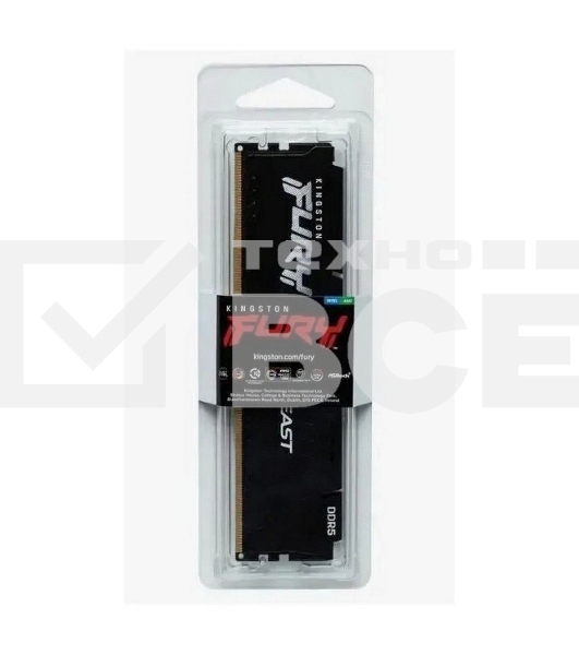 Оперативная память Kingston Fury Beast, DDR5, 16GB (1x16GB), 6400MHz, CL32, DIMM, радиатор, черный