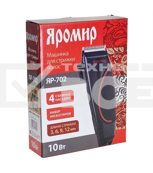 Машинка для стрижки волос ЯРОМИР ЯР-702 черный с красным