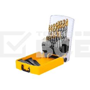 Набор сверл по металлу Denzel 1-10 мм, Р6М5-TiN, Golden Tip, 19 шт 723003