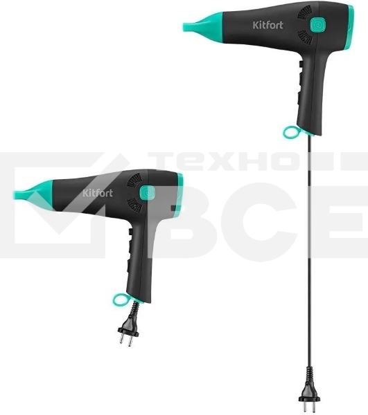 Фен Kitfort КТ-3222 2000Вт черный/бирюзовый