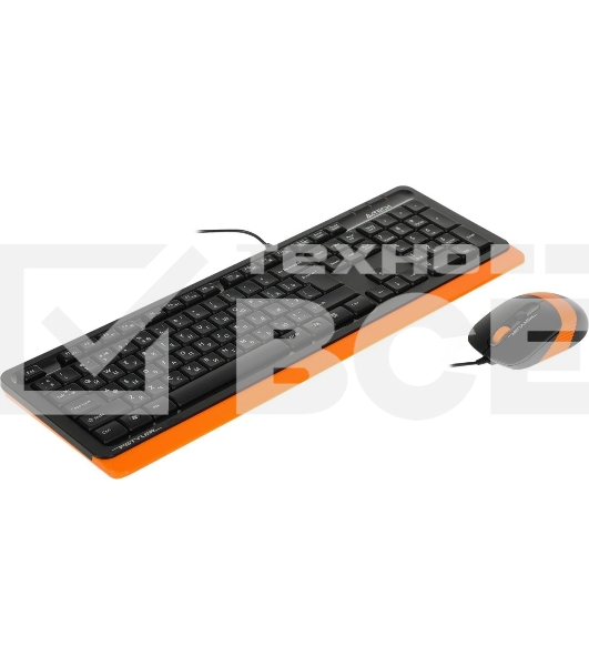 Комплект клавиатура+мышь A4Tech FStyler F1010 проводной, USB, 1600 DPI, чёрный/оранжевый