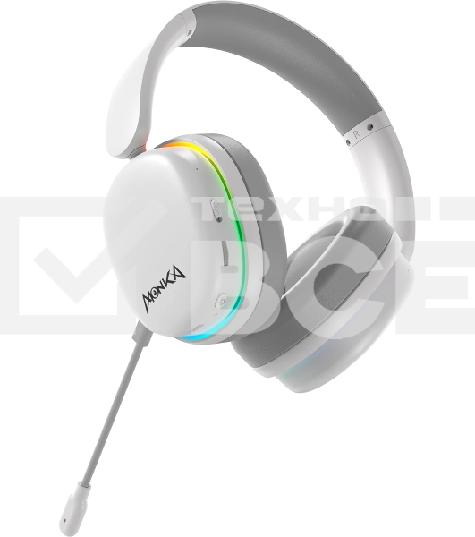 Гарнитура Marvo HG9070W Monka Echo RS белый, беспроводная + проводная, радиоканал, до 10 ч, подсветка, совместимость с PS5, Xbox