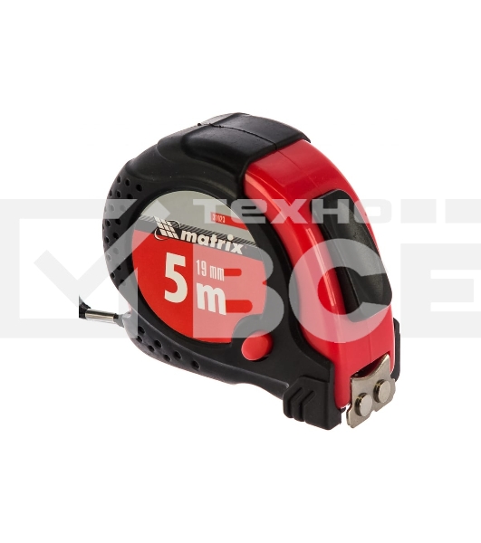 Рулетка Matrix Status magnet fixation, 5 м х 19 мм, обрезиненный корпус, зацеп с магнитом
