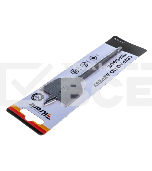 Сверло перовое по дереву Kranz 45х152 мм, шестигранный хвостовик