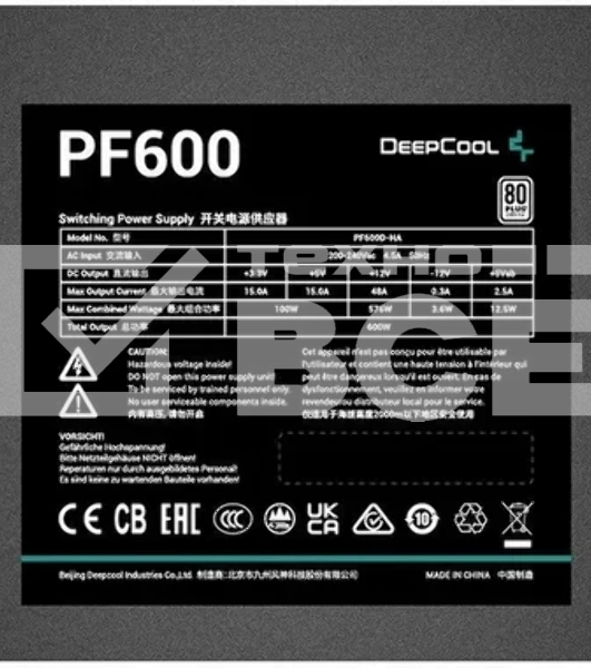 Блок питания Deepcool / GamerStorm PF600 (R-PF600D-HA0B-WDEU), 650Вт, 80 PLUS, 120мм, черный