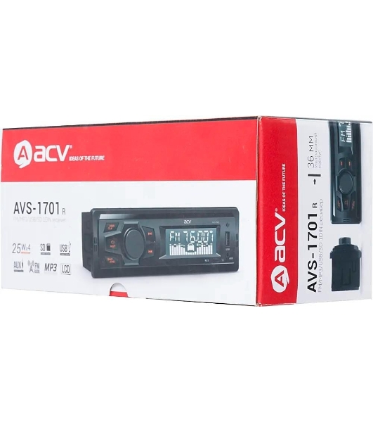 Автомагнитола ACV AVS-1701R, 1 DIN, USB Type-A, AUX