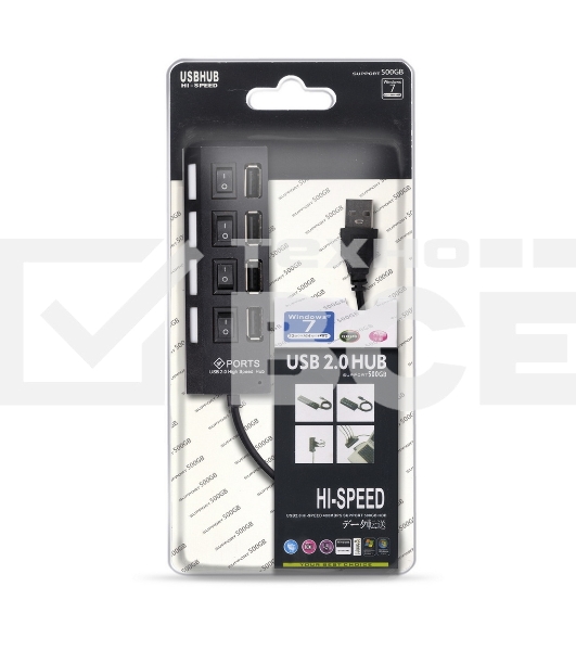 USB-хаб Smartbuy (SBHA-7204-B) USB 2.0 хаб 4 порта, черный