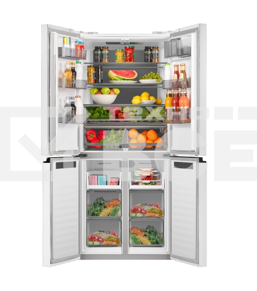 Холодильник Maunfeld MFF192NFPW01 Inverter белый трехкамерный 334/184л морозилка снизу, No Frost, Side by Side