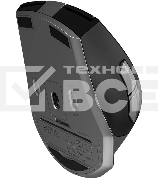 Мышь беспроводная A4Tech Fstyler FB35S серый/черный, 2000 dpi, радиоканал, Bluetooth, USB, кнопки - 5