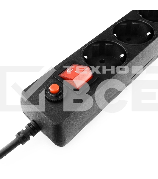 Сетевой фильтр Гарнизон ECL-5-B-1.4, 5р, 10А, 1.4м, ур.защиты 4, черный, пакет
