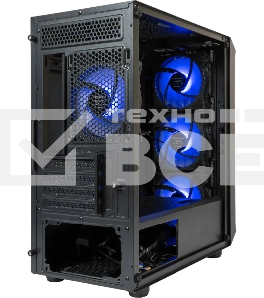Компьютерный корпус Minitower mATX Eurocase 00-01003411 M205 4ARGb черный без БП закаленное стекло USB 3.0