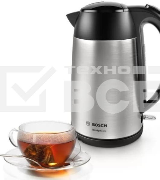 Чайник электрический Bosch TWK3P420 1.7 л, 2400 Вт, черный (корпус: нержавеющая сталь)