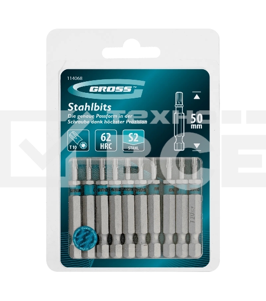 Бита Gross Torx 10х50 мм, сталь S2, шестигр., 10 шт.