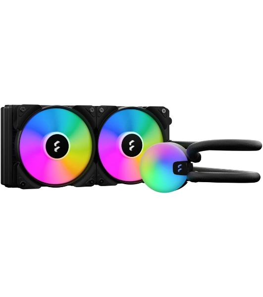 Система жидкостного охлаждения для ПК/Water Cooling System Fractal Design Lumen S24 V2 RGB (180W, 240mm, Black, ARGB/Fans: 2x120mm, 56CFM, 33.2dBA, 2000RPM/Pump height 67mm, 22dBA, 4000RPM, Rad thickness 27mm/S: 1851, 1700, 1200, 115X, 2011, 2066, AM5, AM4)