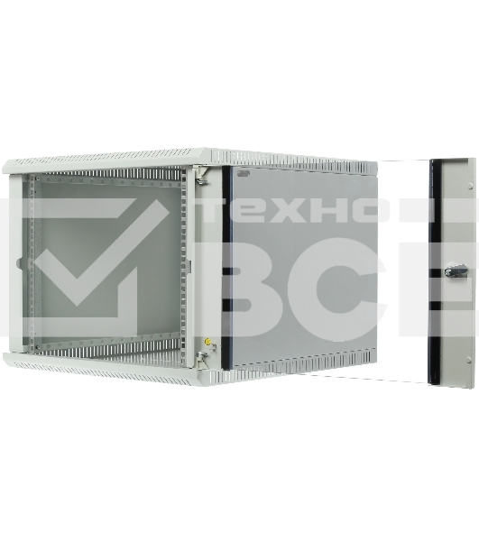 Шкаф настенный ЦМО ШРН-Э-9.650 9U 600x650мм пер.дв.стекл несъемные бок.пан. серый