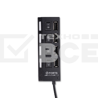 USB-хаб Smartbuy (SBHA-7204-B) USB 2.0 хаб 4 порта, черный