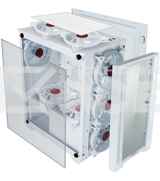 Компьютерный корпус Ginzzu CL610 mATX FAN 4*12FRGb белый