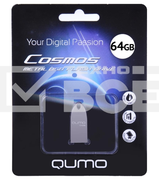Флешка USB QUMO 64 Gb Cosmos цвет корпуса серебристый2.0 (QM64GUD-Cos-s)