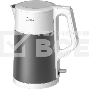Чайник электрический Midea MK-8010, мощность 1800 Вт, объем 1.7 л, двойные стенки из нержавеющей стали, автоматика STRIX