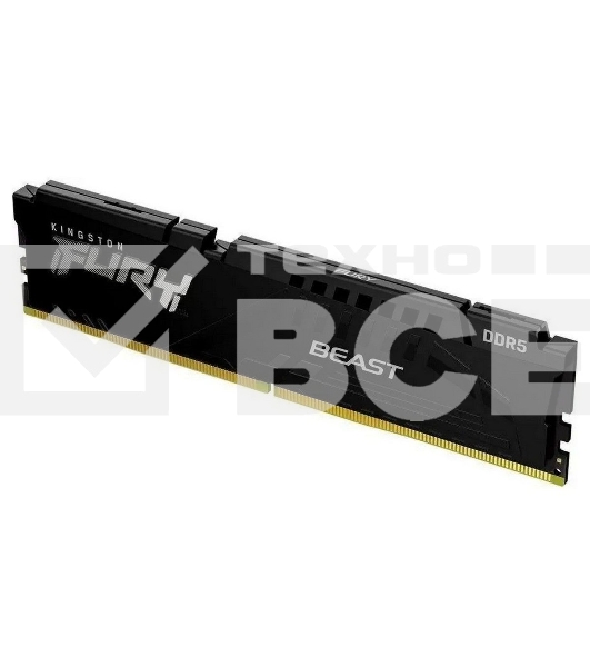 Оперативная память Kingston Fury Beast, DDR5, 16GB (1x16GB), 6400MHz, CL32, DIMM, радиатор, черный