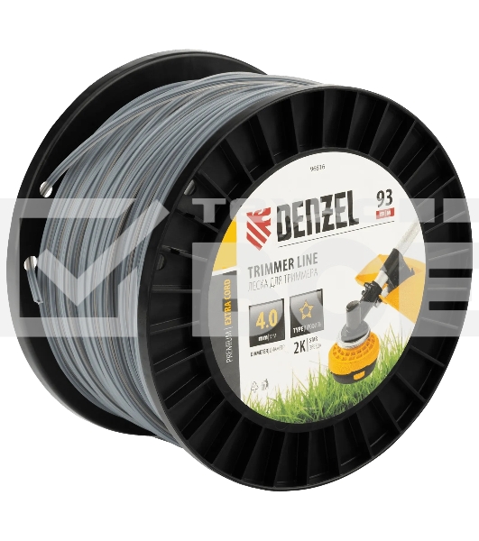 Леска для триммера Denzel двухкомпонентная звезда, 4,0 мм х 93 м, на DIN катушке EXTRA CORD