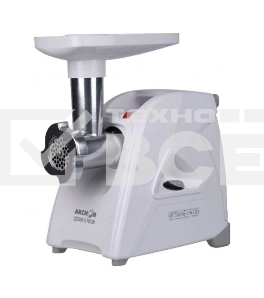 Мясорубка электрическая Аксион М35.02 белый, 1500 Вт, 1.7 кг/мин, реверс, защита от перегрузки, насадки - 4
