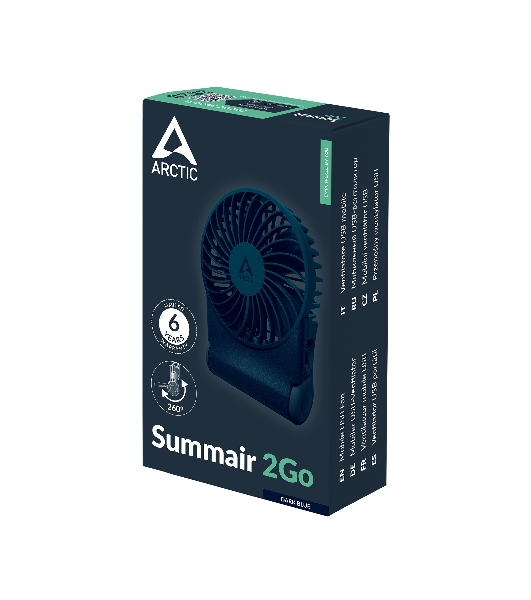 Вентилятор Arctic Cooling Arctic Summair 2Go темно-синий, настольный, 5 Вт, бесступенчатая регулировка, 9.1 см