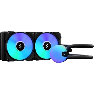 Система жидкостного охлаждения для ПК/Water Cooling System Fractal Design Lumen S24 V2 RGB (180W, 240mm, Black, ARGB/Fans: 2x120mm, 56CFM, 33.2dBA, 2000RPM/Pump height 67mm, 22dBA, 4000RPM, Rad thickness 27mm/S: 1851, 1700, 1200, 115X, 2011, 2066, AM5, AM4)