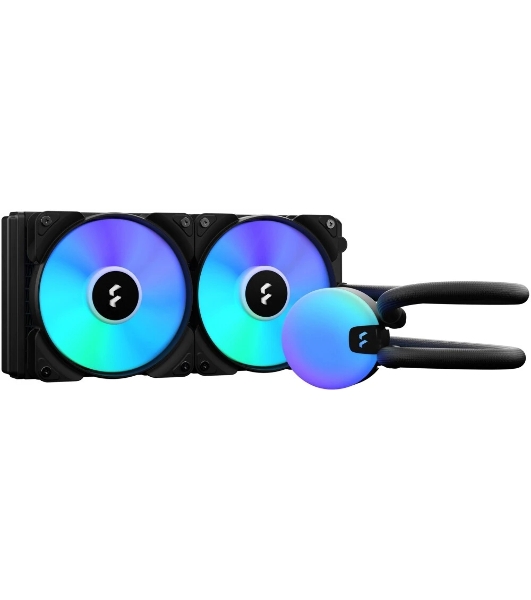 Система жидкостного охлаждения для ПК/Water Cooling System Fractal Design Lumen S24 V2 RGB (180W, 240mm, Black, ARGB/Fans: 2x120mm, 56CFM, 33.2dBA, 2000RPM/Pump height 67mm, 22dBA, 4000RPM, Rad thickness 27mm/S: 1851, 1700, 1200, 115X, 2011, 2066, AM5, AM4)