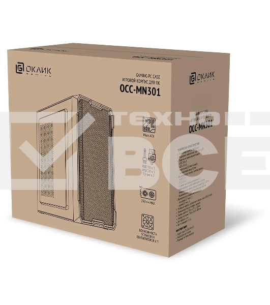 Корпус Оклик OCC-MN301 черный без БП mATX 1x80mm 2x120mm 1xUSB2.0 1xUSB3.0 audio