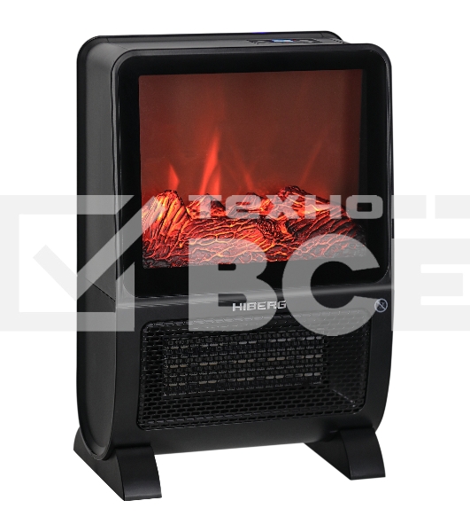 Тепловентилятор HIBERG TSF 3000 B, черный, 2000 Вт, 30 м2, с 3D - камином