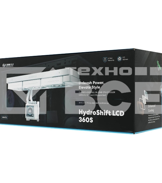 Система жидкостного охлаждения Lian-Li HydroShift LCD 360S Soc-AM5/AM4/1700 белый 4-pin 29.8dB Al+Cu LCD 330W Ret (G89.GHSLCD36SW.R0)