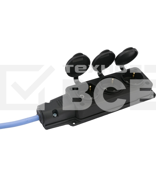Удлинитель морозостойкий Gembird PC-3GF-R-10(IP) чёрный/синий, 10 м, 3 розетки, 3500 Вт