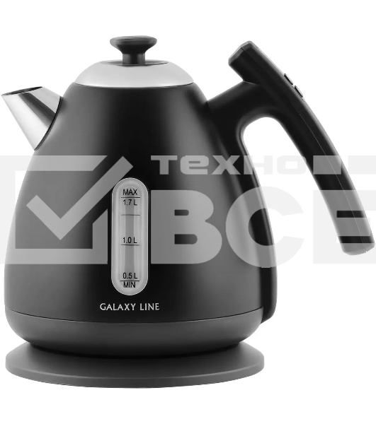 Чайник электрический Galaxy Line GL 0343, черный нефрит, металл, 2200 Вт, 1,7 л