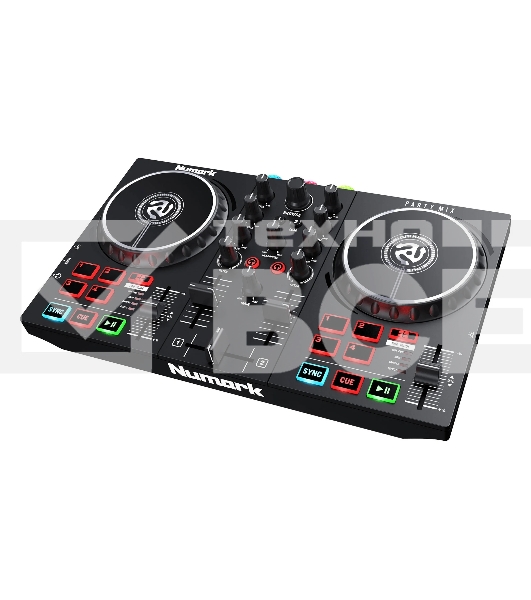 Контроллер DJ Numark [Party Mix II] 2-х канальный, 2 сенсорных джога, 24-битный аудиоинтерфейс, 3,5 мм стерео выход, выход на наушники, RGB лампы, ПО Serato DJ Lite