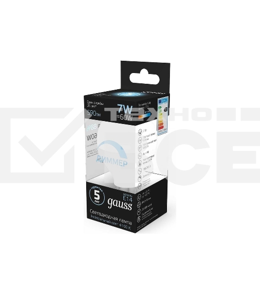 Лампа светодиодная Gauss Led Globe-dim E14 7Вт 4100К диммируемая