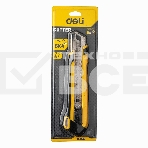 Технический нож Deli DL025 25мм SK4. 2-ступенчатое лезвие. Ударопрочный и обрезиненный корпус. Кнопка автоматической блокировки., фото3