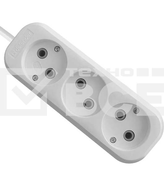 Удлинитель Defender (99276) B230 - 3 роз х 2 м, белый