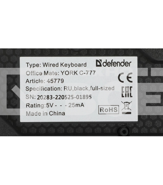 Комплект клавиатура + мышка Defender YORK C-777 RU