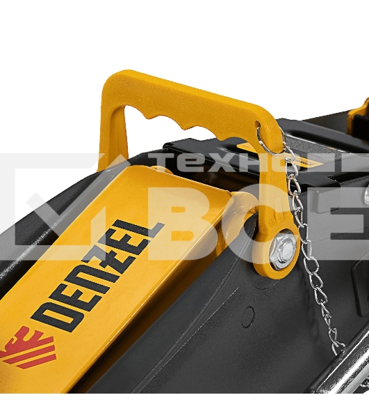 Домкрат гидравлический подкатной с фиксатором Denzel 2,8 т, 135-385 мм, в кейсе 51156