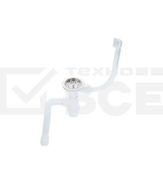 Сифон Элит с нерж. чашкой d114мм, переливом гофротрубой L800 мм. (3½'- d40/50 )