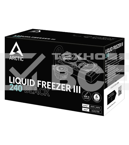 Жидкостная система охлаждения Arctic Liquid Freezer III 240 черный, 120 мм, алюминий, 2800 об/мин, 25 дБ, 4 pin, 250 Вт