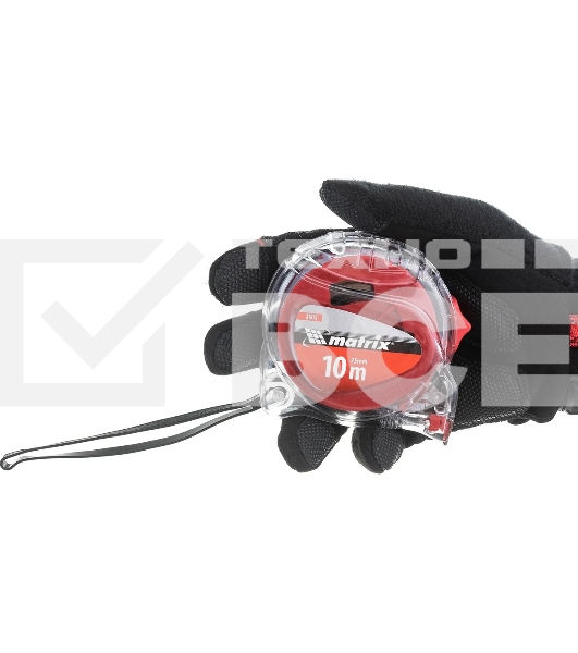 Рулетка MATRIX 31075  crystal 10м х 25мм корпус из поликарбоната