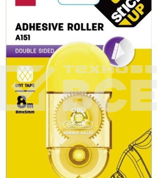 Клеющий роллер Deli Stick up EA151 корпус желтый прозрачный блистер